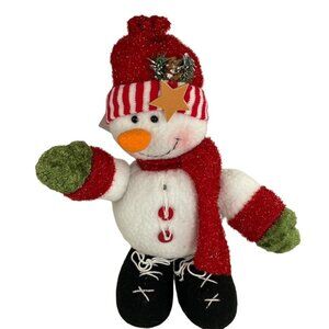 Vintage Christmas Snowman Plush Free Standing u Table Decor Weighted 10 in